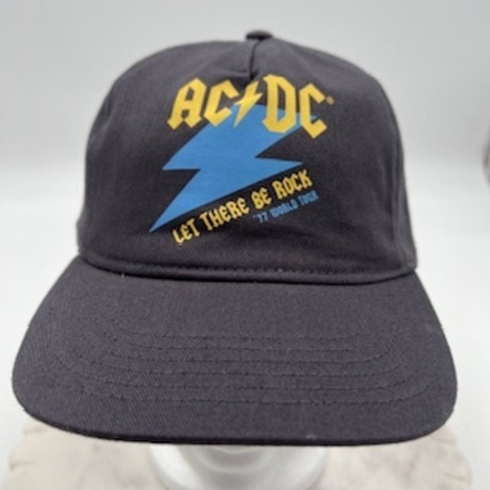 AC/DC Let There Be Rock 77 World Tour Kids Black Snapback Hat OSFM New